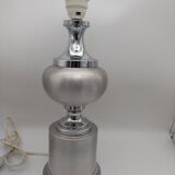 Lamp base in brushed and chromed aluminum