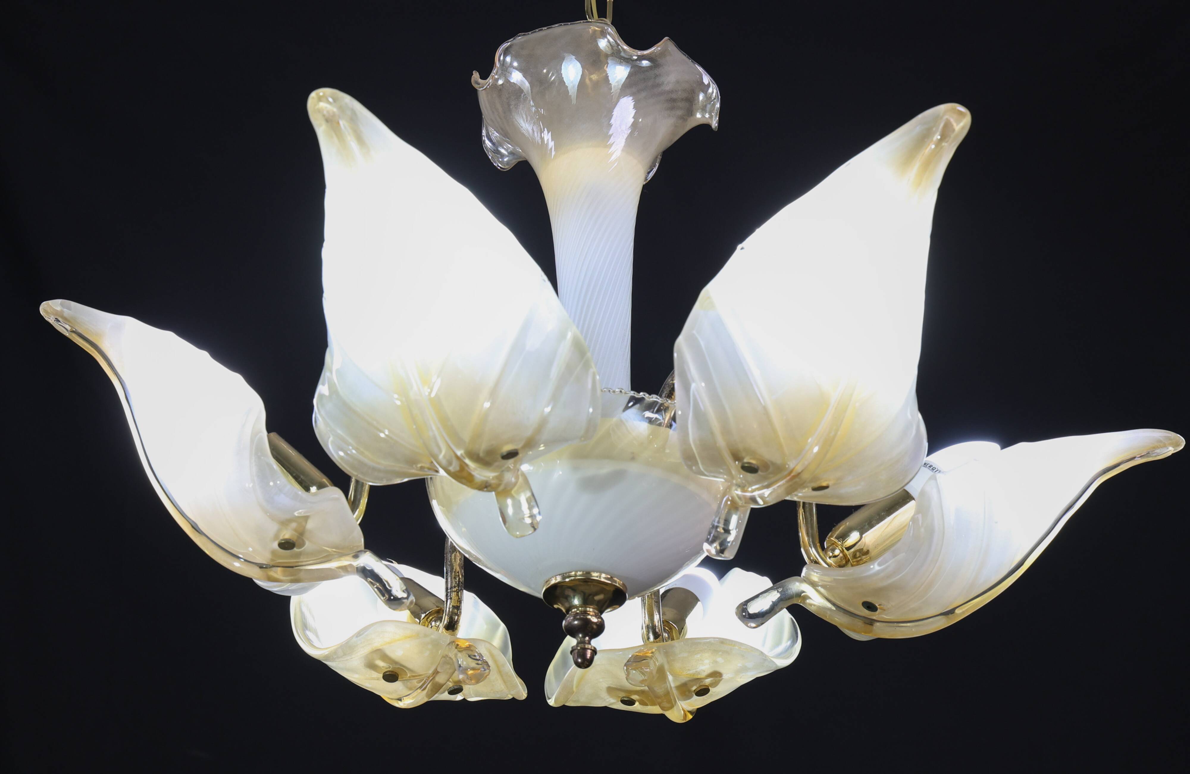 Exceptional Vintage 6-Light Gold Murano Glass Chandelier