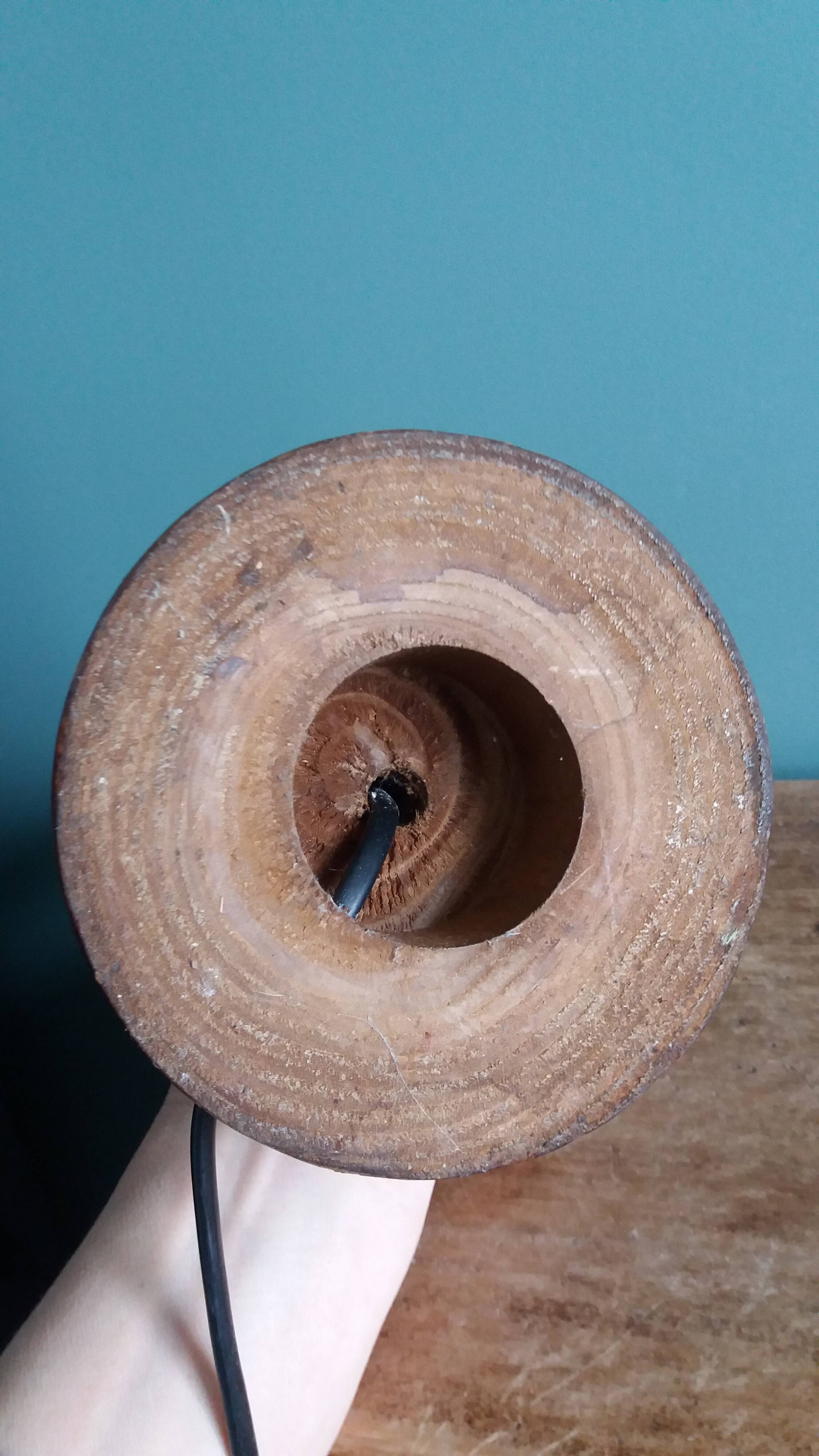 Lamp, turned wooden base