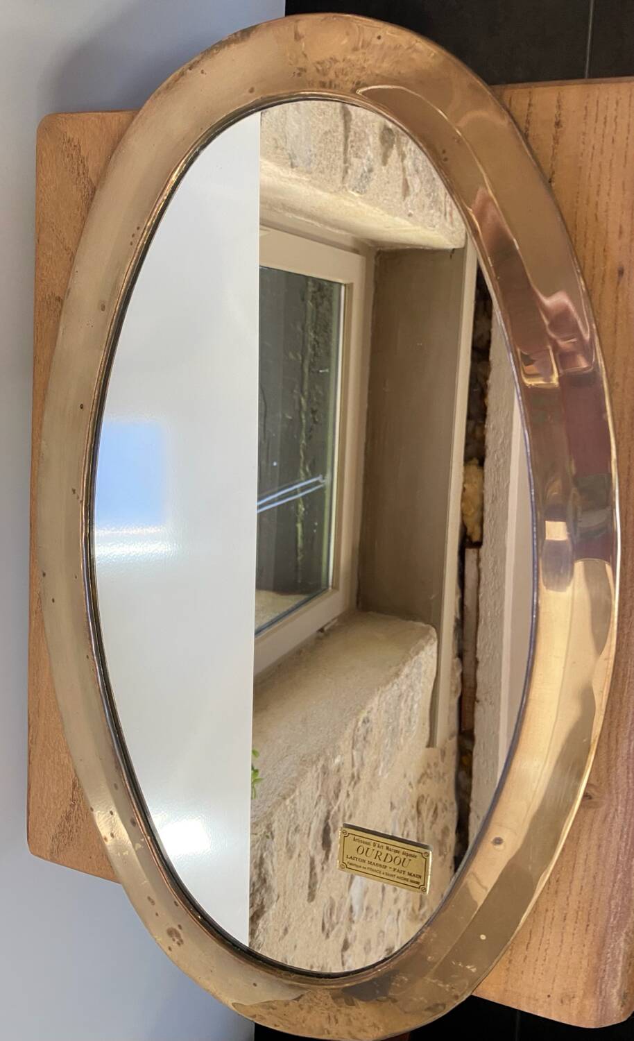 Urdu oval mirror solid brass