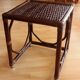 Small side table on rolls made of rattan, bamboo and wood, handmade Vintage