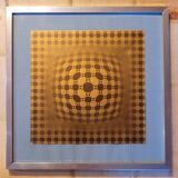 Ancien tableau vintage signé Vasarely Vega JG années 60