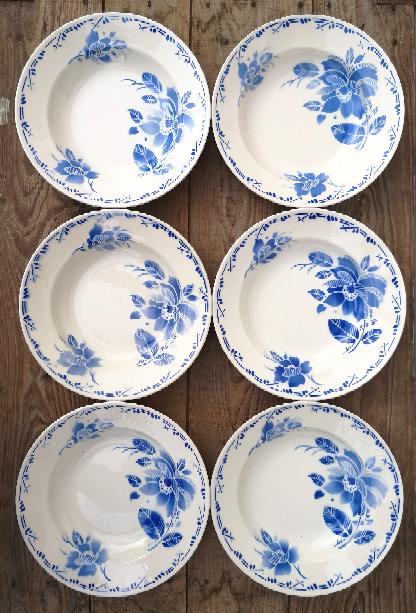 Set of 6 old hollow plates Lunéville