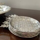 Pineapple cup series and 5 silver metal bowls