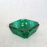 Emerald green glass ashtray, Arques crystal glassware.