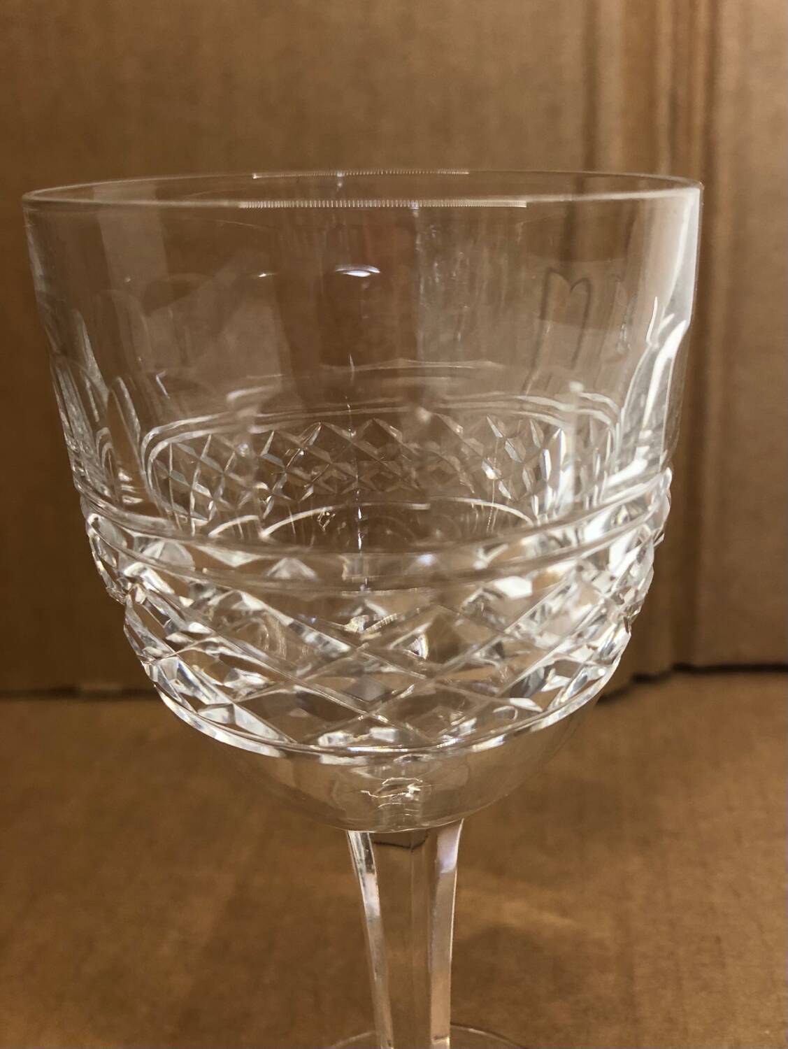 Set of 12 cut crystal stemmed glasses from the Nancy crystal factory, art deco