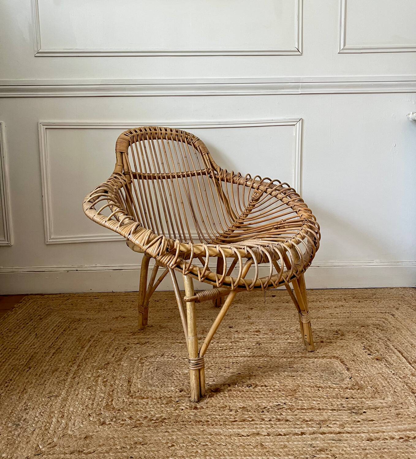 Fauteuil en rotin vintage