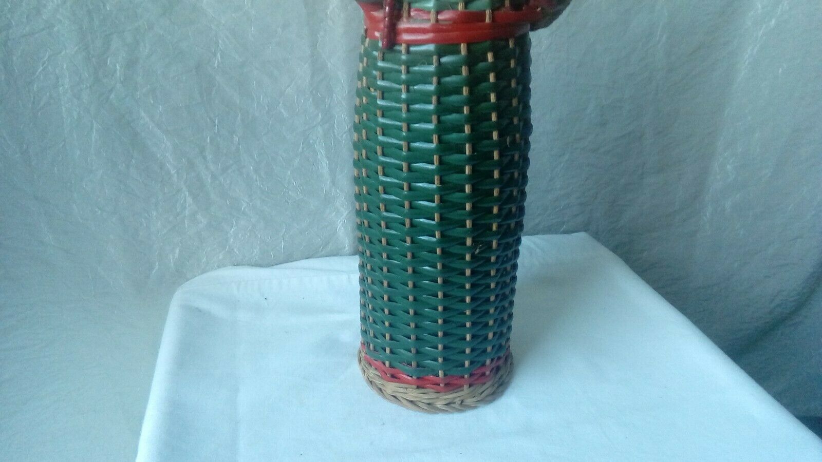 Bottle scoubidou and wicker years 1970 vintage