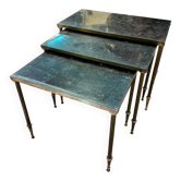Marble and brass nesting table