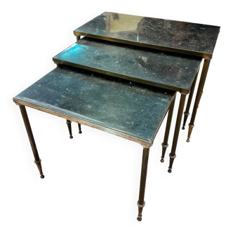 Table gigogne marbre et laiton