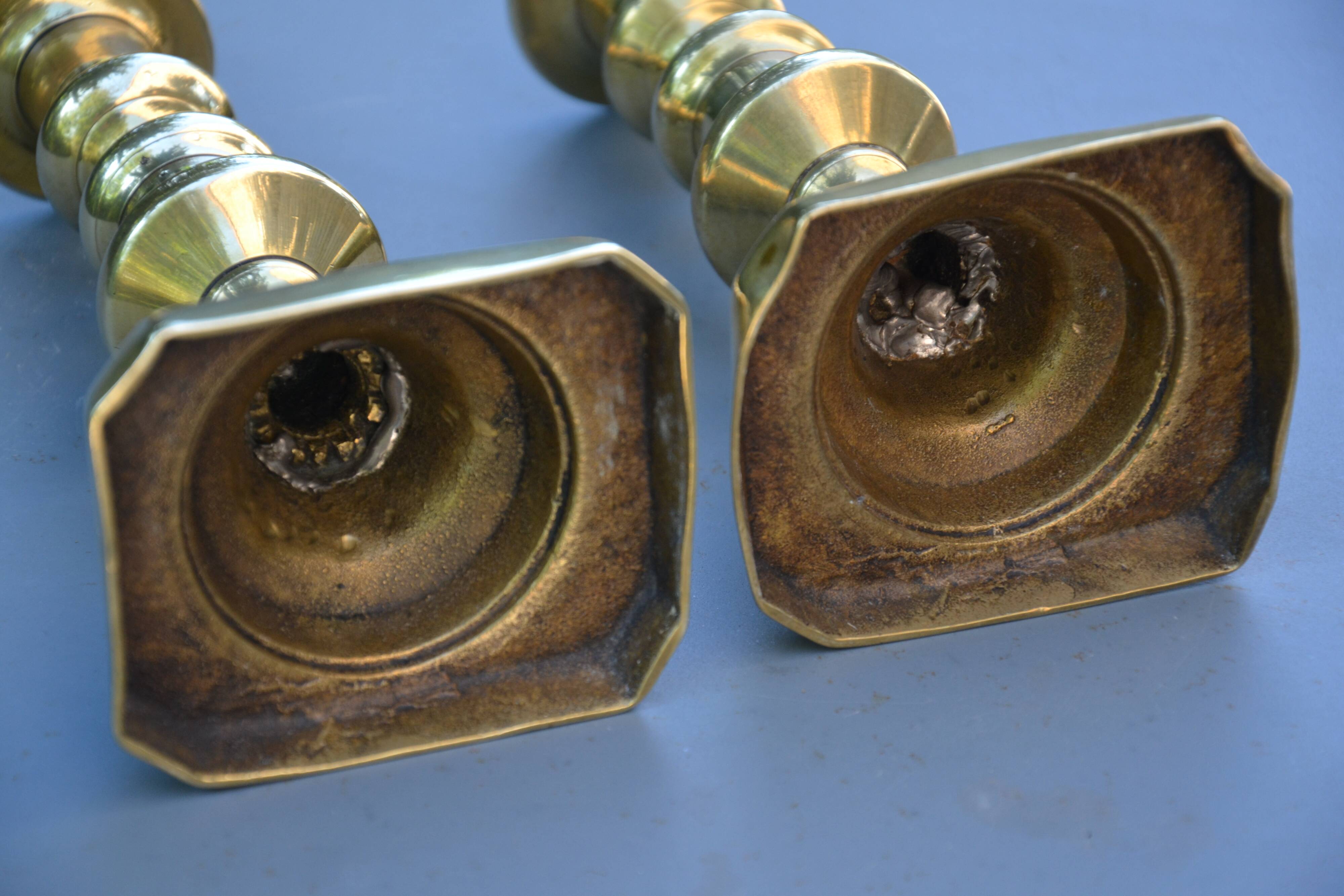 Two modern brass candlesticks