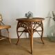 VINTAGE RATTAN SIDE TABLE PEACOCK PATTERN