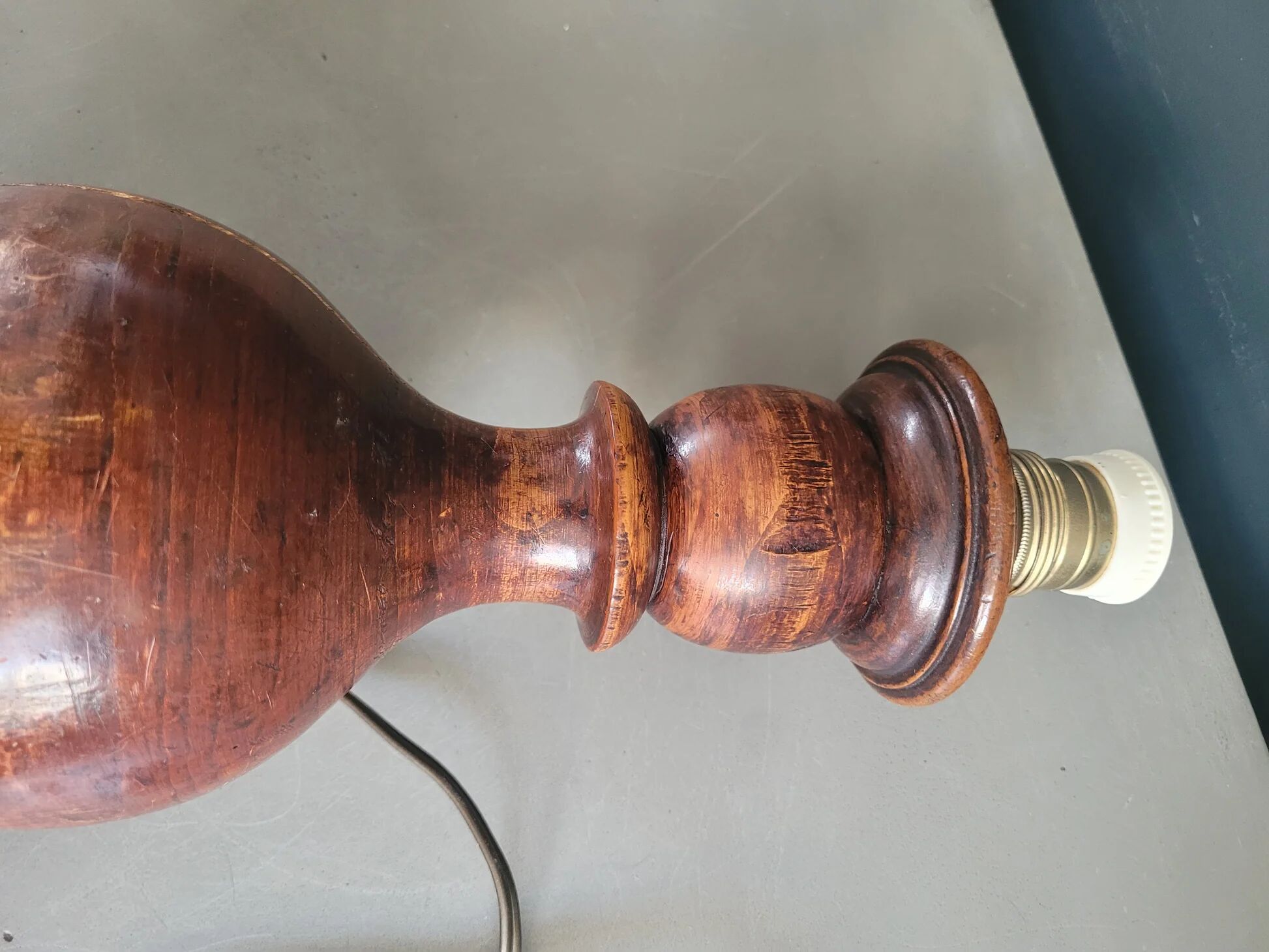 Turned wooden lamp base
