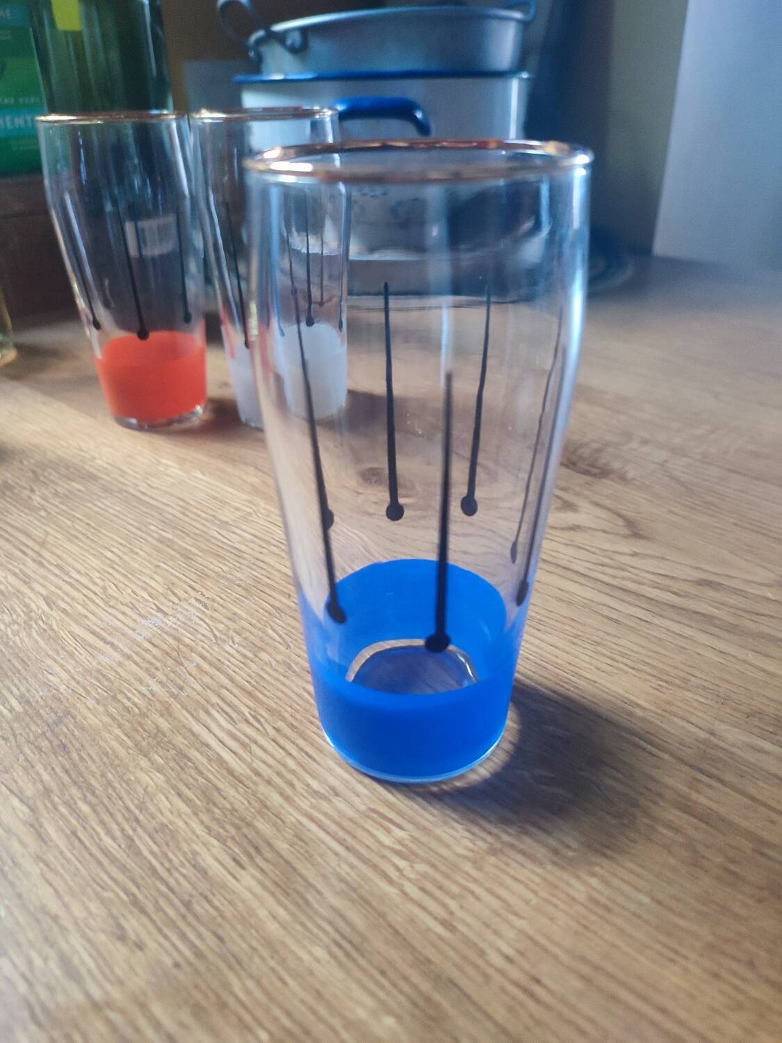 Set of 5 vintage screen-printed glasses