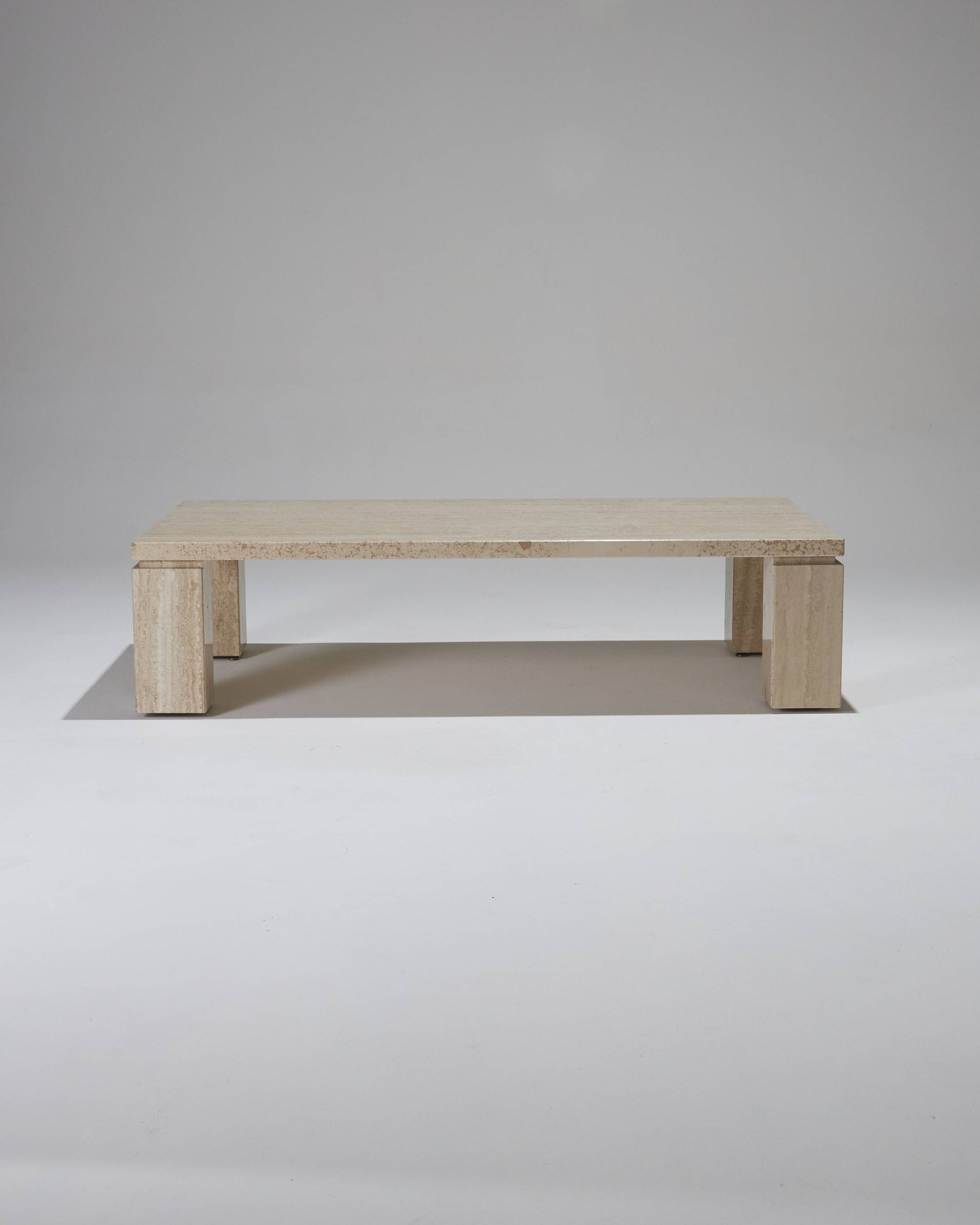 Rectangular travertine coffee table, 1970s