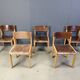 Mid-Century Brown and Birch Stacking Chairs set of 5