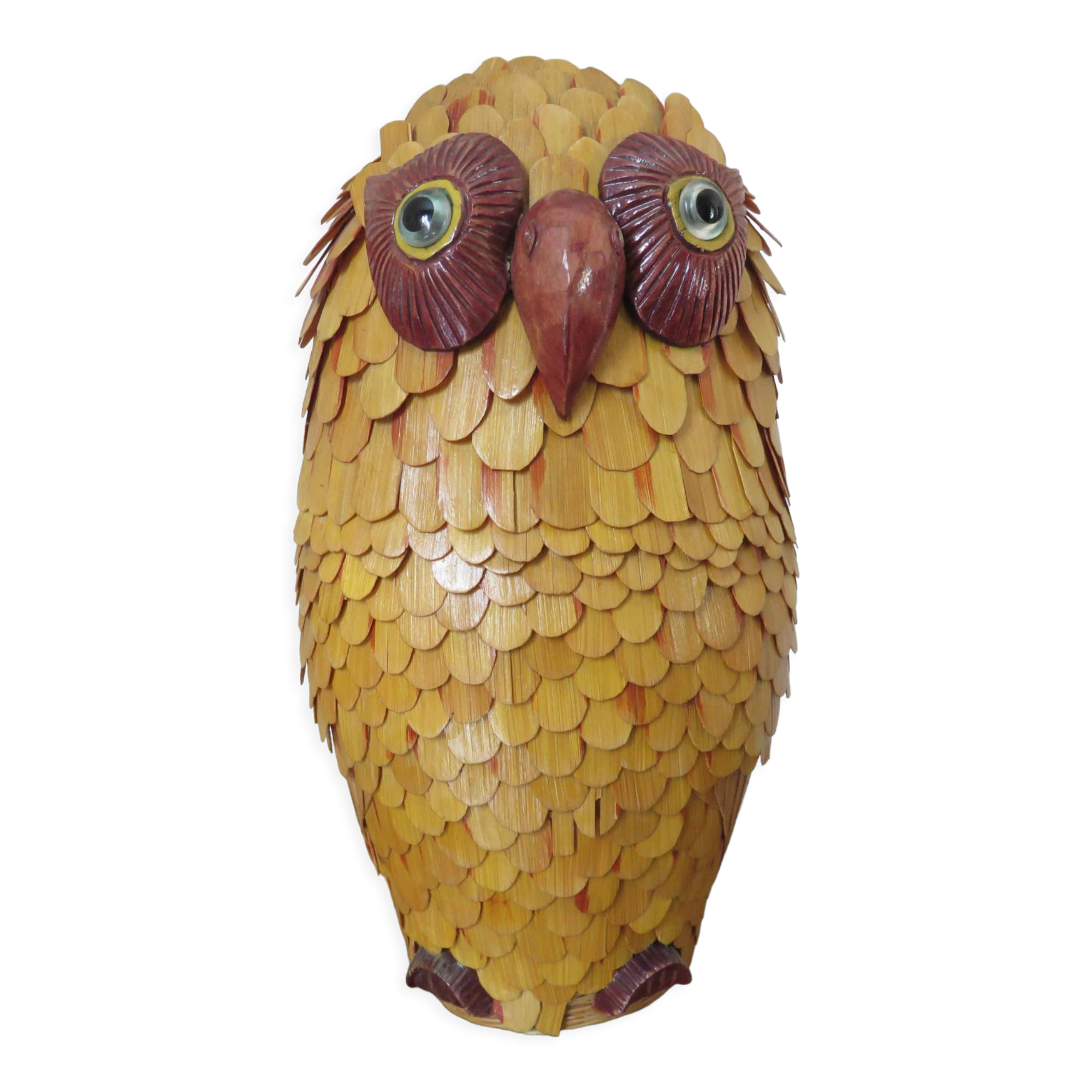 Box "owl" in rattan bamboo 70s