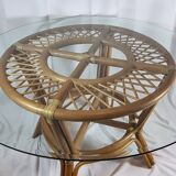 Adrien Audoux, Frida Minet table in rattan with glass top, France.