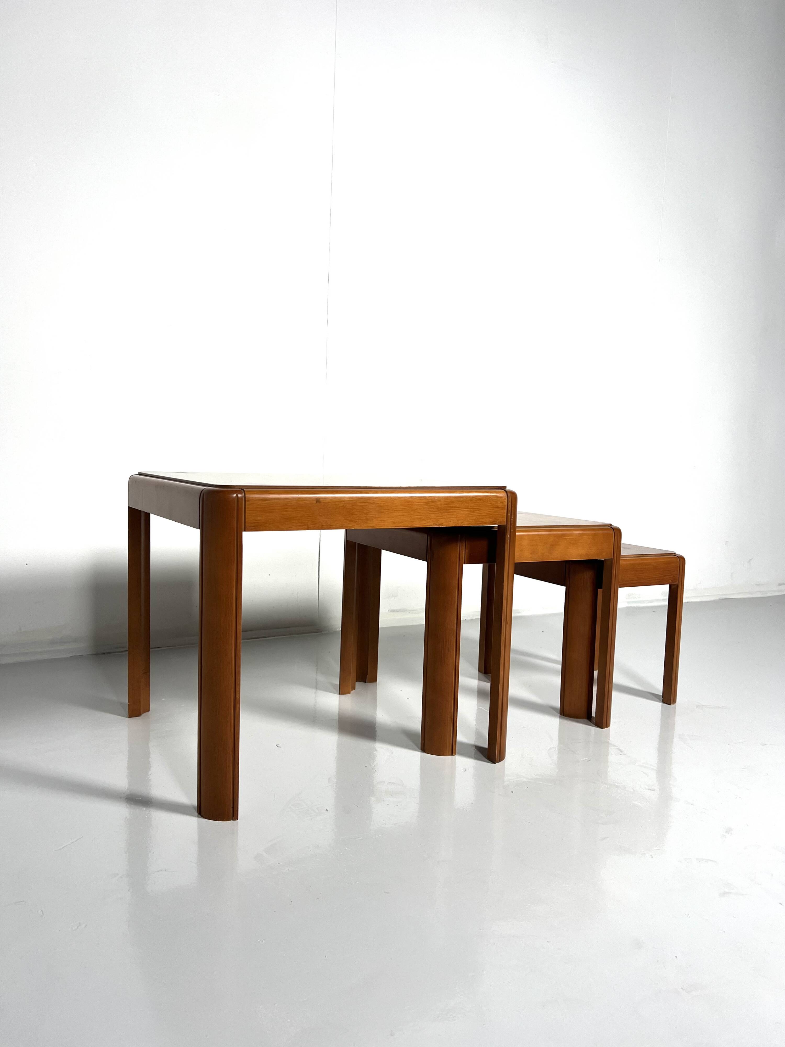 Set of 3 Nesting Tables, Wood, Italy, 1960s