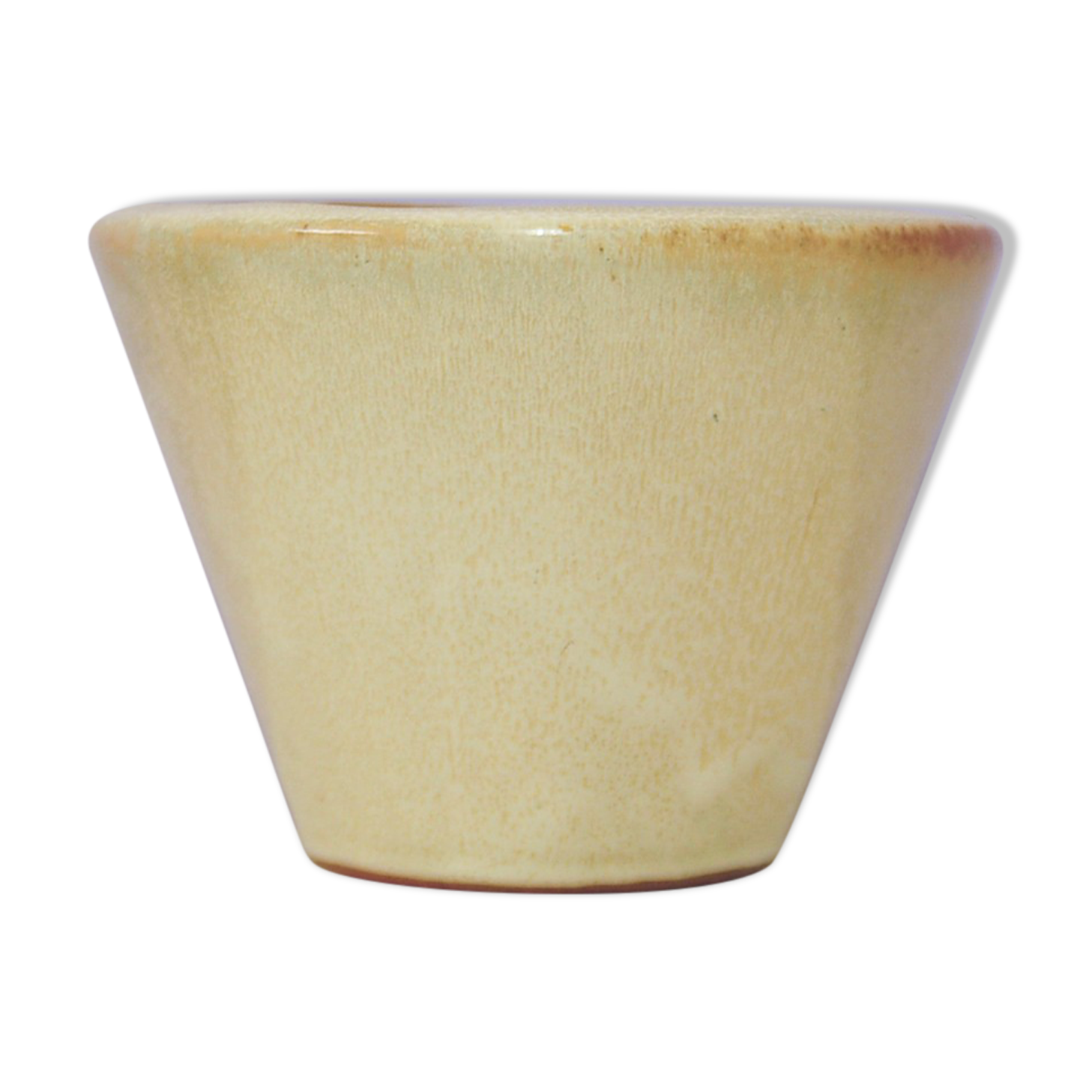 Vintage beige ceramic flower pot
