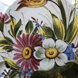 Earthenware wall plate signed bassano, italy, polychrome floral painting decoration