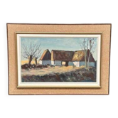 Huile sur toile suédoise d'époque mi-siècle – « Vieux Désert » par Hjalmar Lindblom – Vintage et encadrée – 52 × 74 cm (20,5" × 29,1")