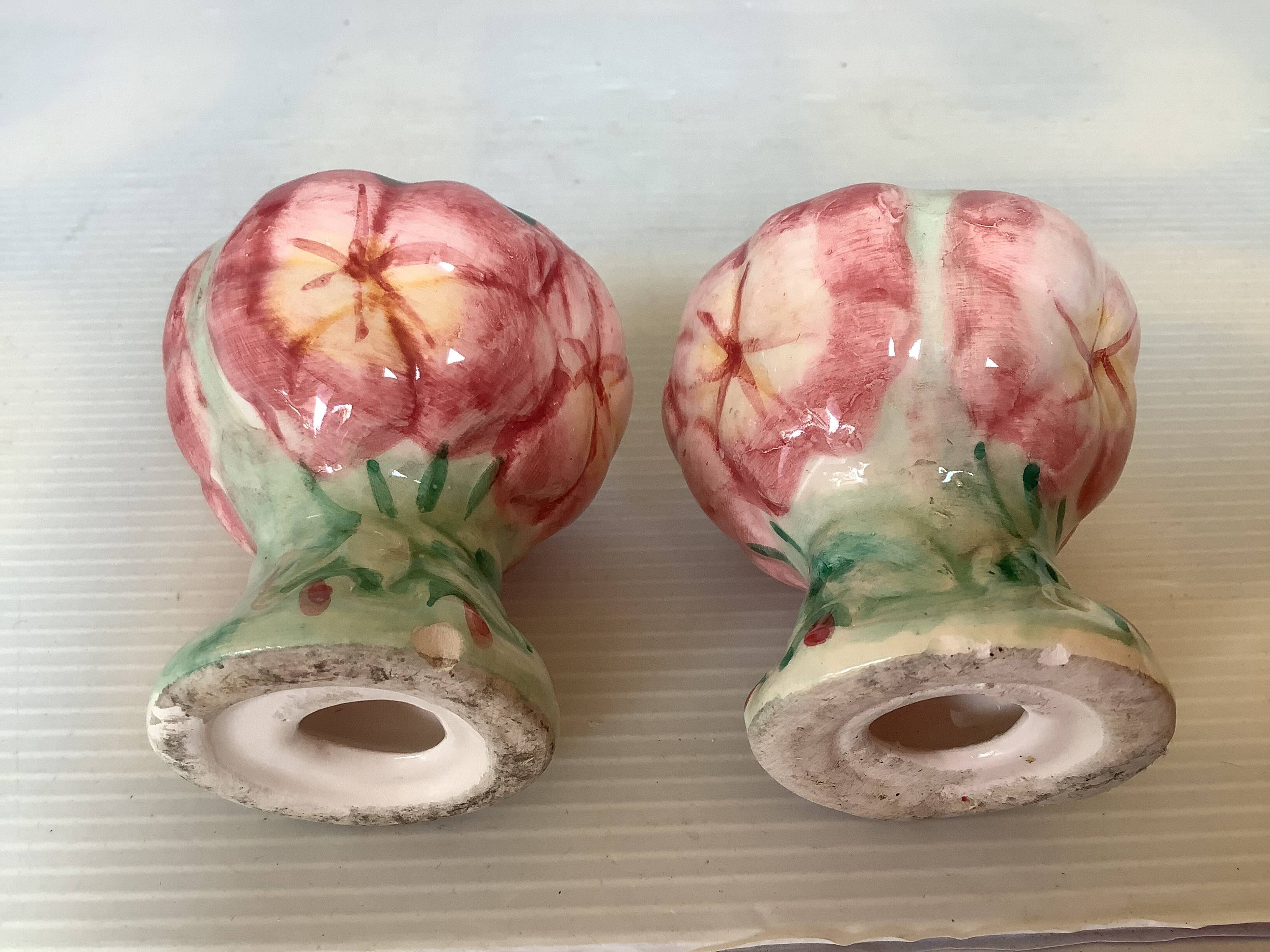 Pair of majolica egg cups