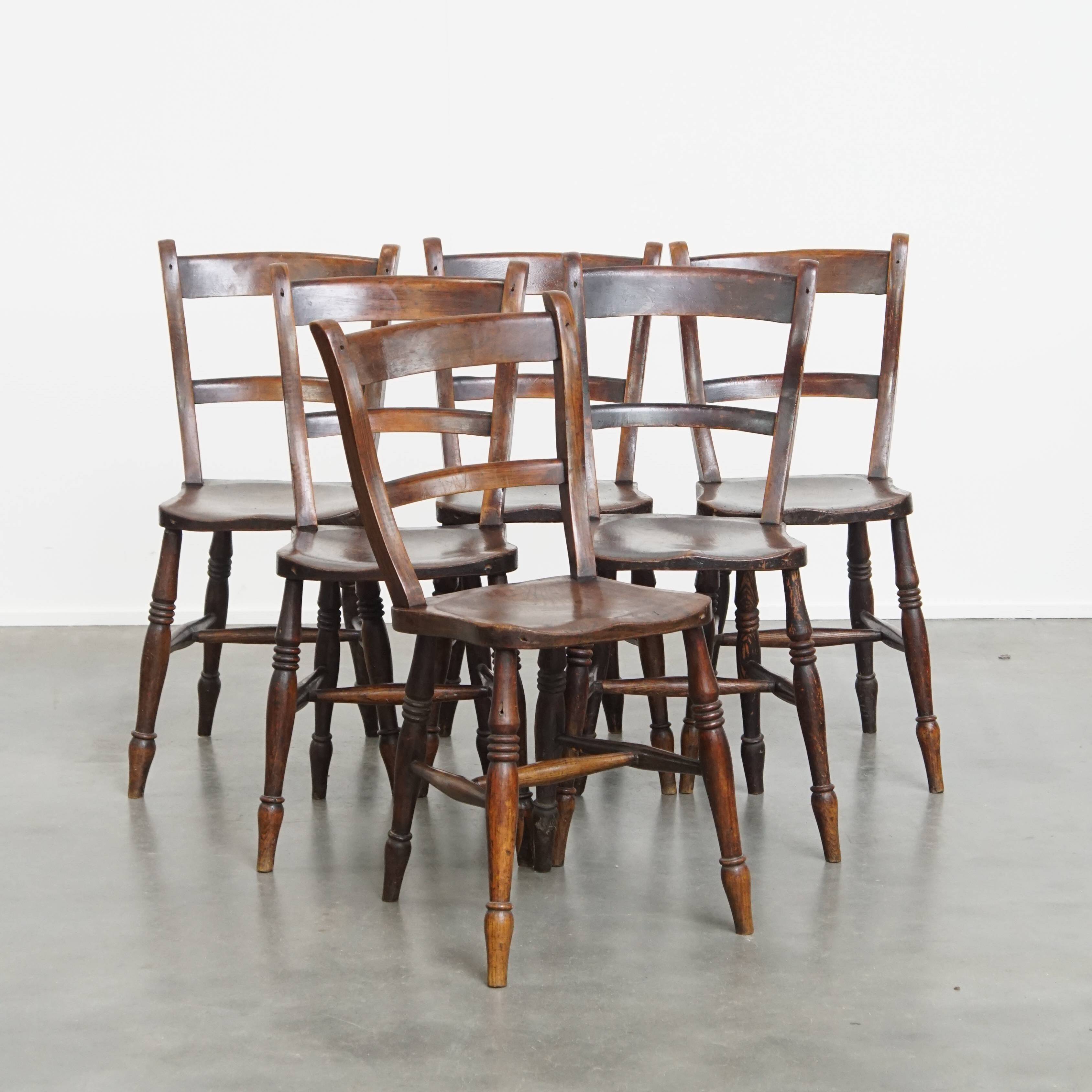 Set of 6 Antique English Oxford Dining/Kitchen Chairs