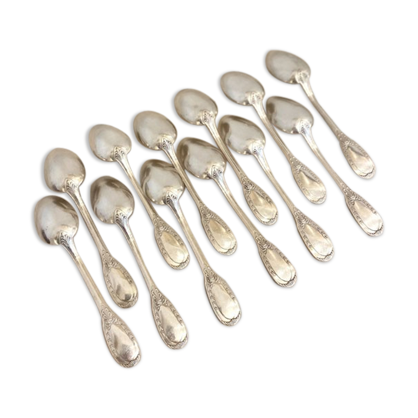 Series of 12 dessert spoons, silver metal