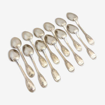 Series of 12 dessert spoons, silver metal