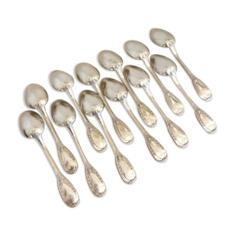 Series of 12 dessert spoons, silver metal