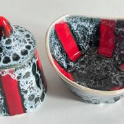 Vintage LUC VALLAURIS Ceramic Sugar Bowl