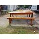 Table de ferme campagnarde en chêne et pin + 2 bancs