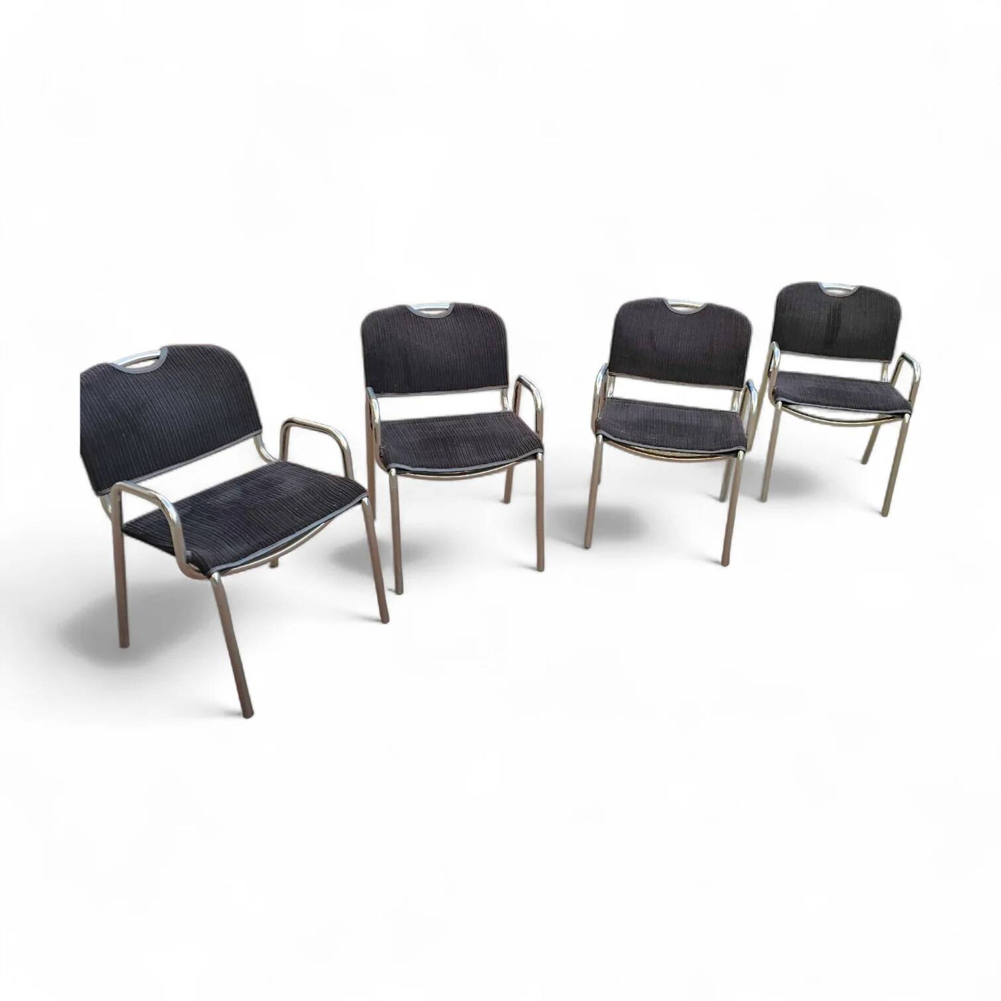 4 x black upholstery Castiglietta dining chairs by Castiglioni for Zanotta / Italy 1960s