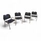 4 chaises de salle à manger en tissu noir Castiglietta par Castiglioni pour Zanotta / Italie années 1960