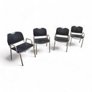 4 x black upholstery Castiglietta dining chairs by Castiglioni for Zanotta / Italy 1960s
