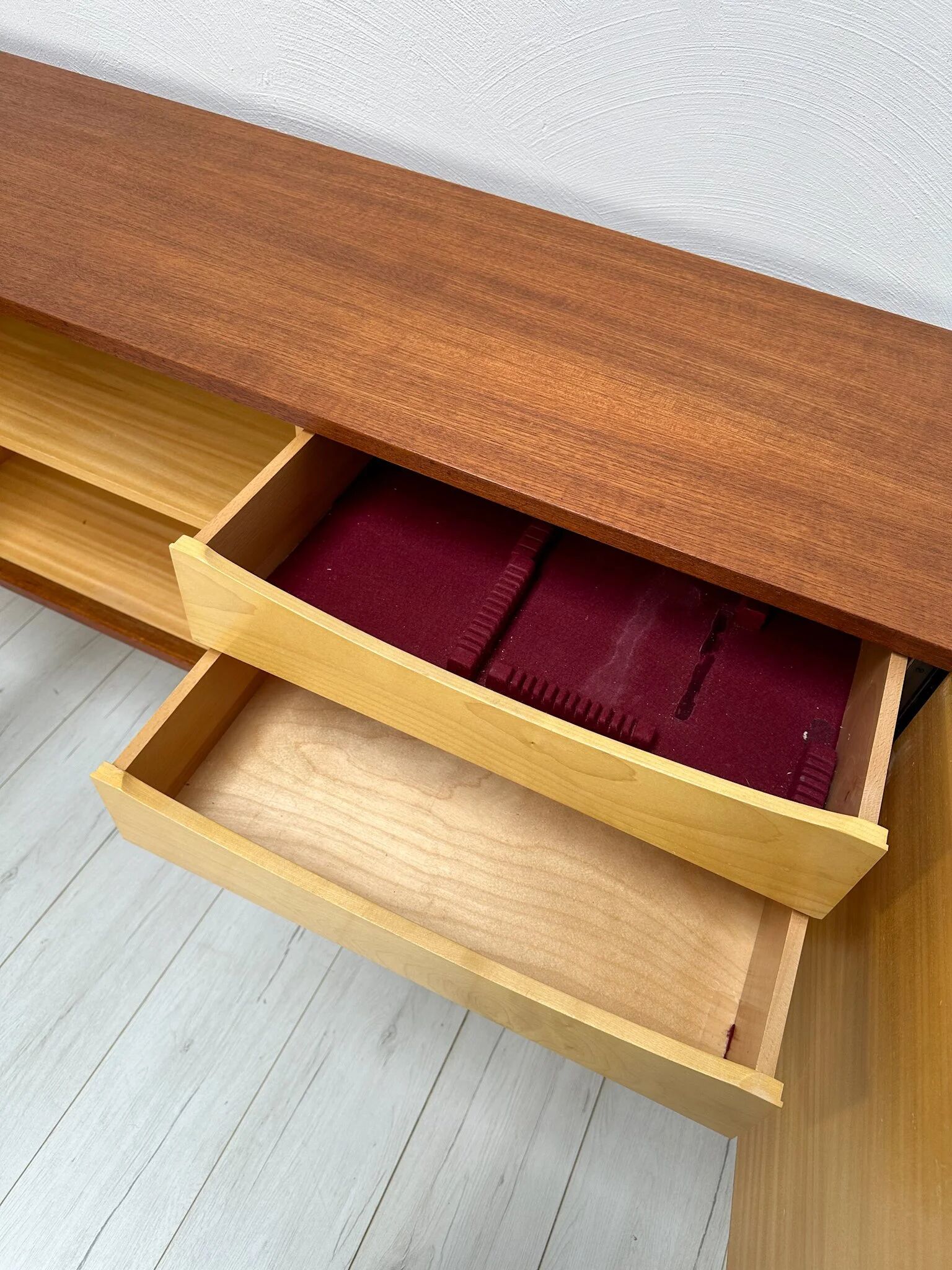1960s Large Vintage Minimalistic Teak Sideboard with Metal Legs