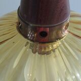 Hanging lamp, Scandinavian of the 1970s, teak and glass