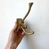 Art Deco Brass Coat Rack with 4 Hooks