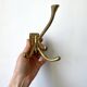 Art Deco Brass Coat Rack with 4 Hooks