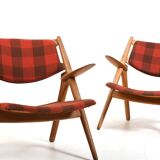 Early Pair CH-28 Oak Easychairs by Hans J. Wegner