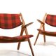 Early Pair CH-28 Oak Easychairs by Hans J. Wegner