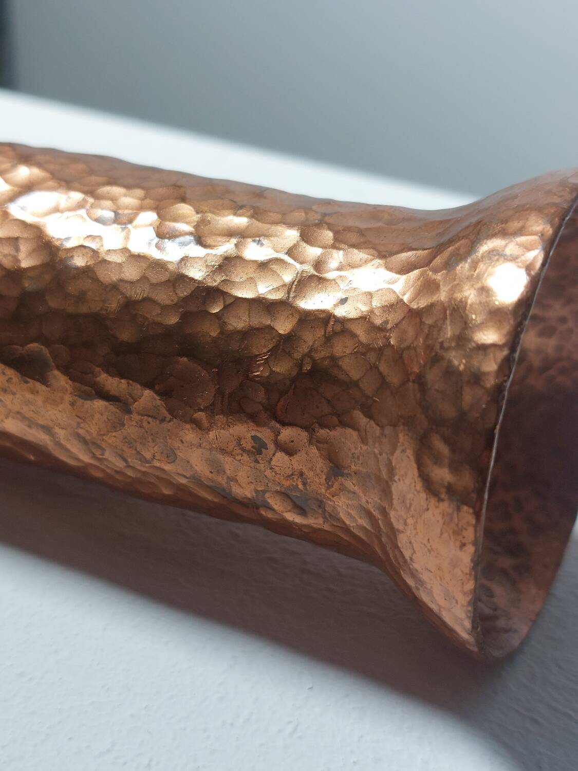 Anthroposophical hand hammered metal vase