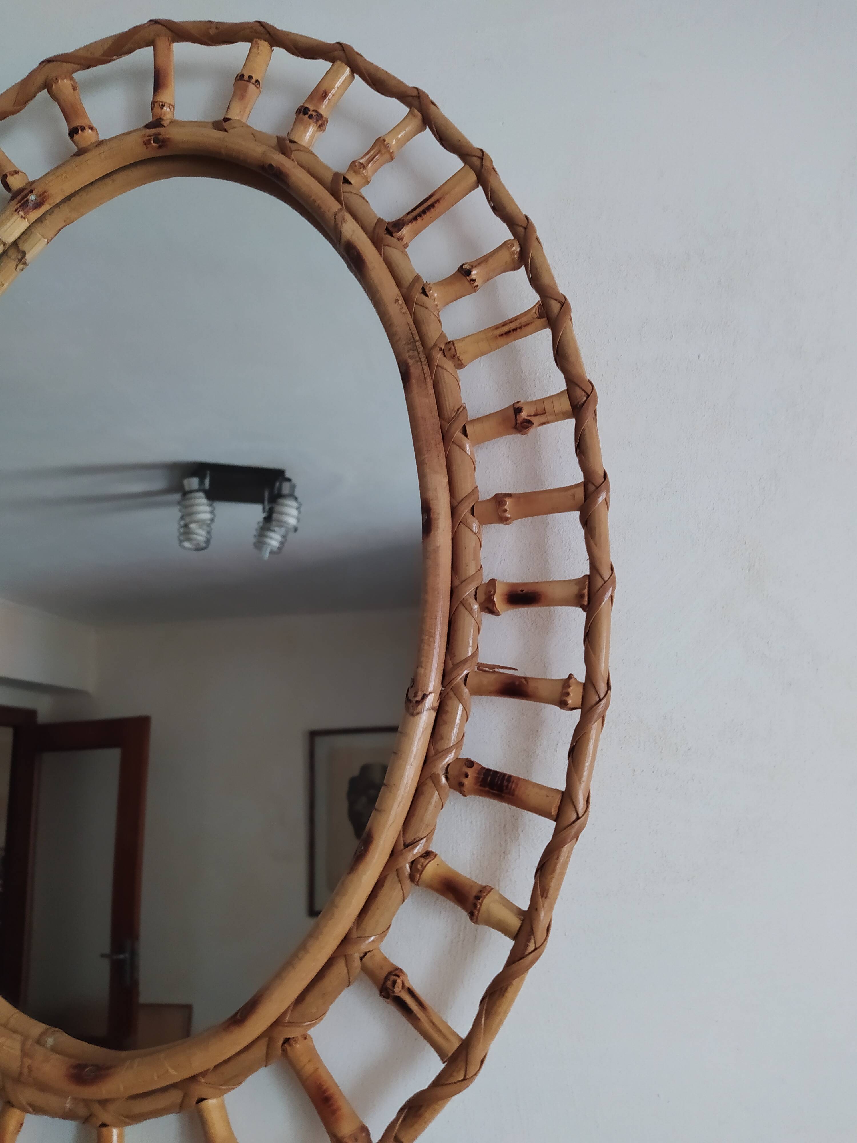 Miroir en bambou vintage