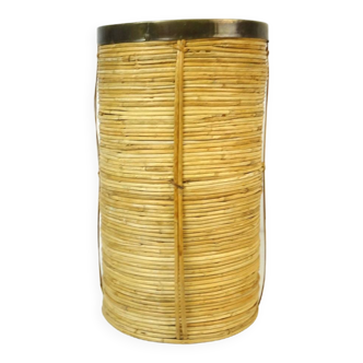 Wicker brass waste paper bin