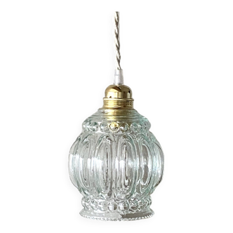 Vintage molded glass pendant light