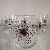 Service of 6 vintage water glasses, handmade decor