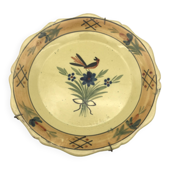 Quimper primavera earthenware wall plate, decorated with flowers and birds