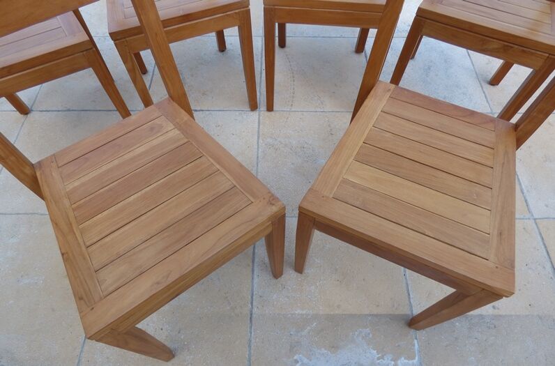 6 chairs of golden oak color in solid wood brand codium maison