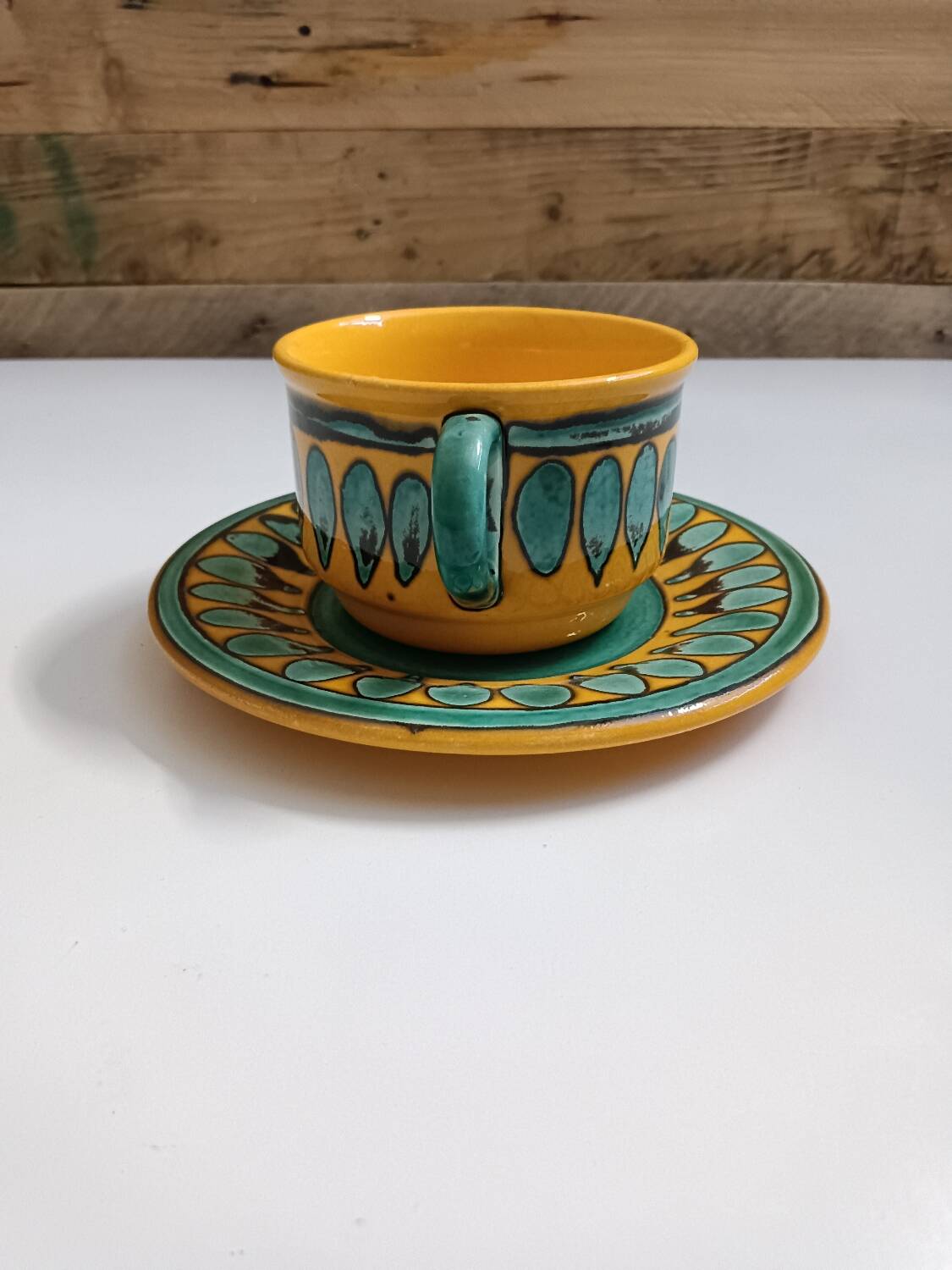 Large Saint Clement Yellow and Green Mug